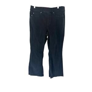 Spanx Black Pull On Slimming Stretch Denim Wide Leg Cropped Jeans Size XL